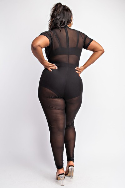 PLUS SIZE MESH JUMPSUITS