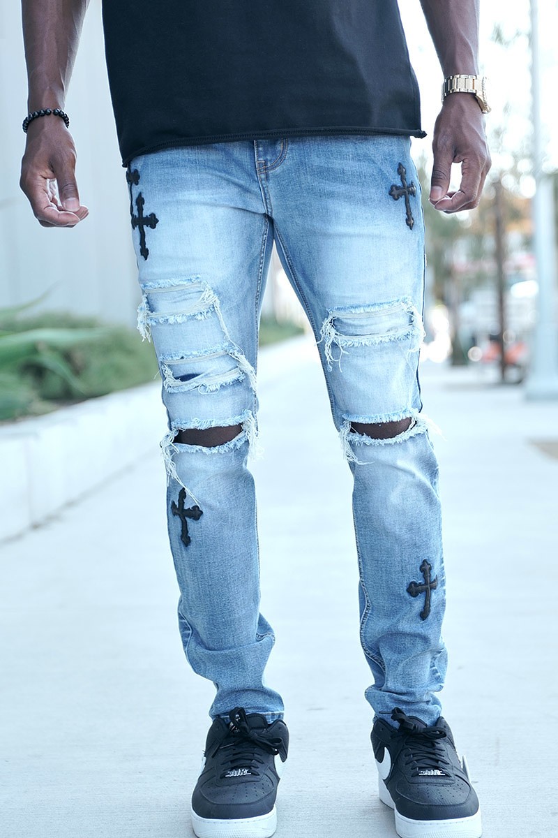 MENS CROSS PATCH DENIM