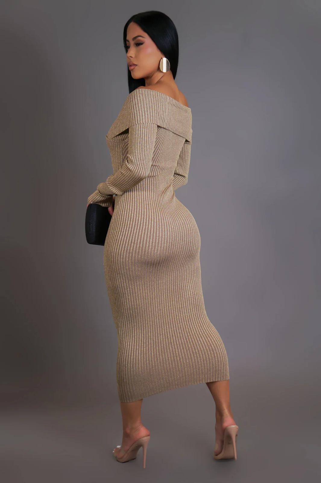 LADIES MIDI LS DRESS