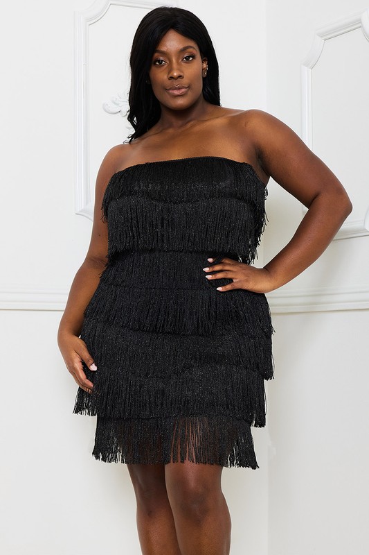 PLUS TUBE FRINGE DRESS