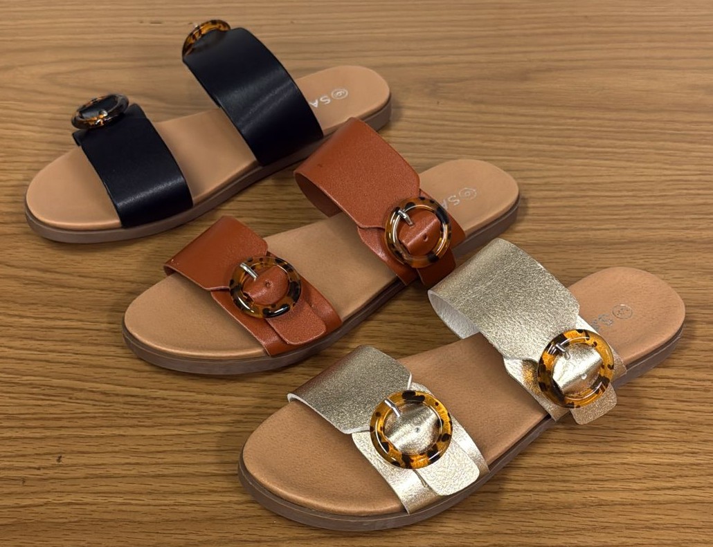 LADIES SLIP ON 2STRAP SANDALS