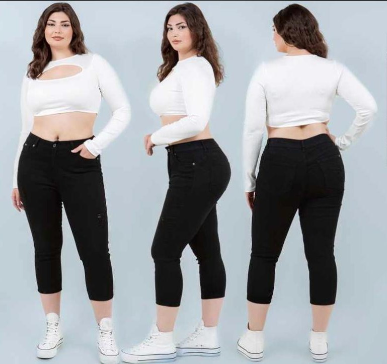 PLUS SIZE RIPPED CAPRI
