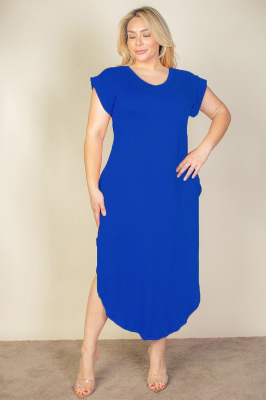 PLUS VNECK SS DRESS
