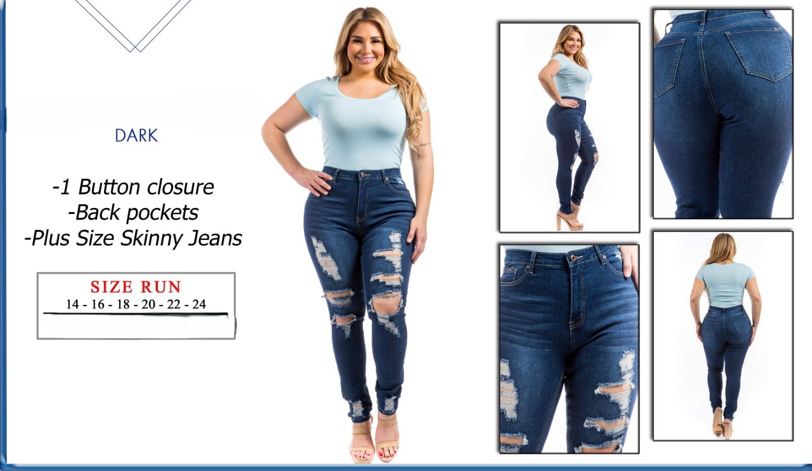 PLUS SIZE RIPPED JEANS