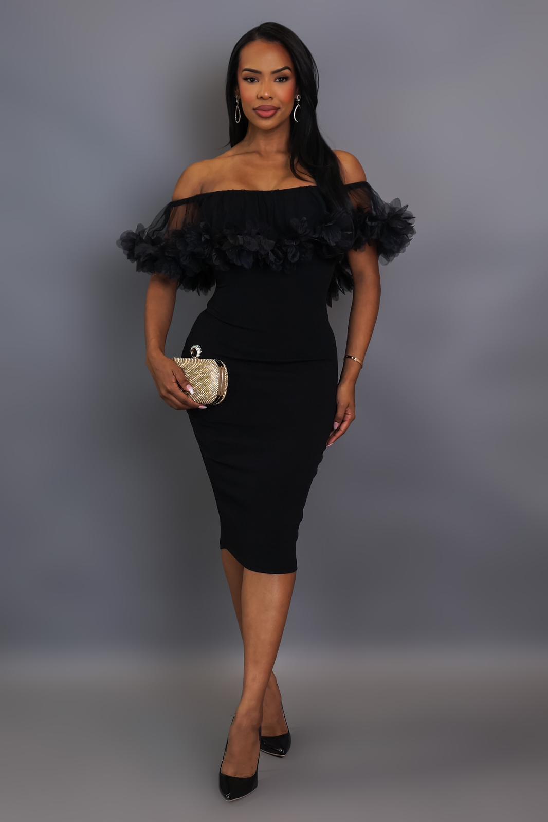 LADIES OFF SHLDR BODYCON DRESS