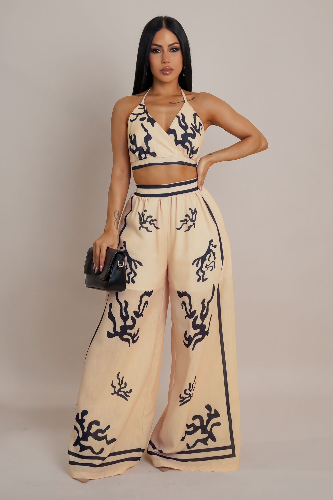 HALTER BIKINI TOP PANT SETS